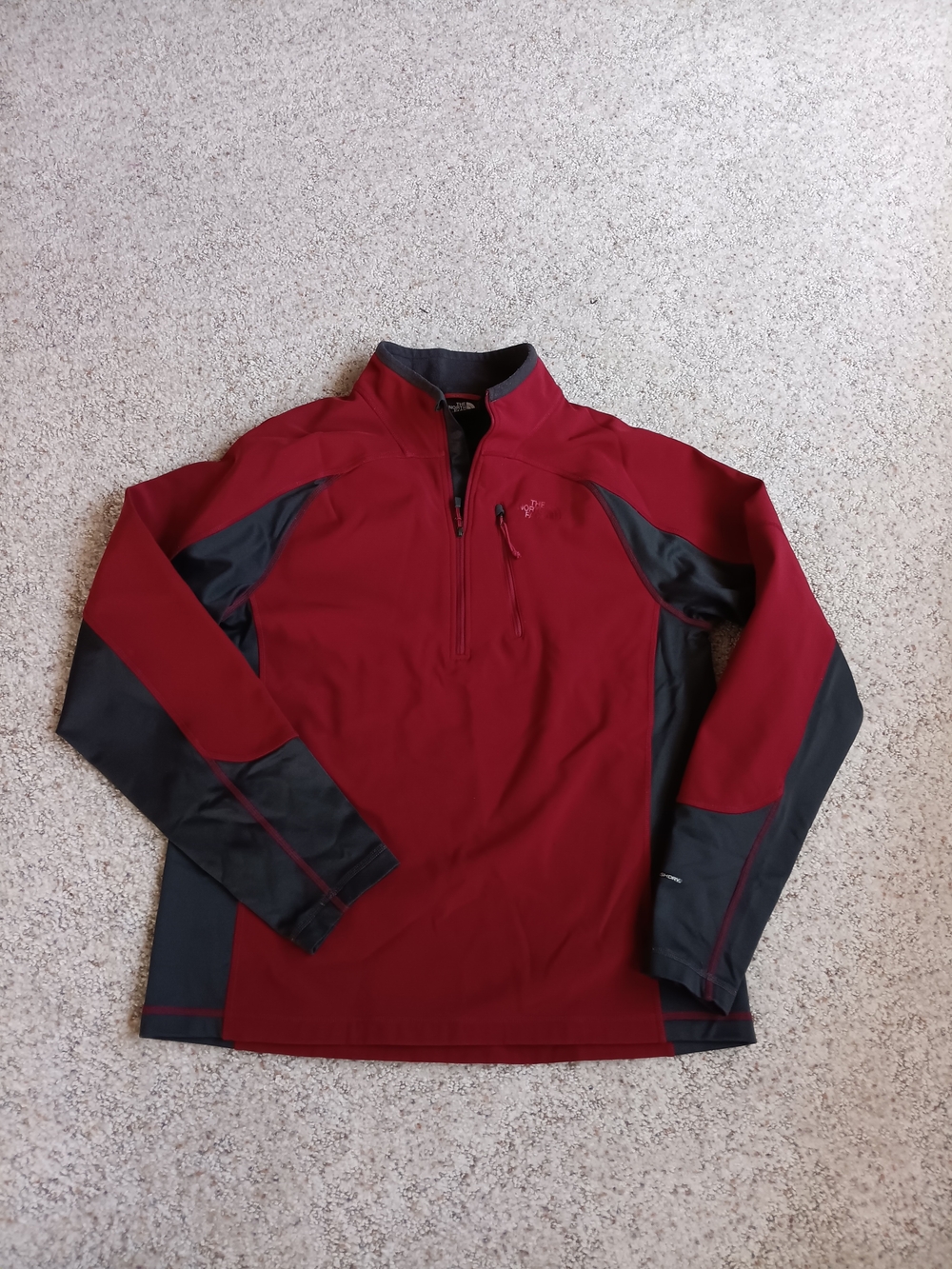 The North Face Men's Maroon and Charcoal Performance Half-Zip Pullover